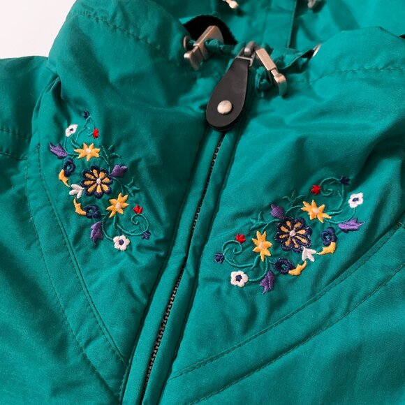 Vintage 90s Obermeyer Scarlett Ski Anorak Winter Jacket Zip Pullover Coat Teal - Picture 6 of 16